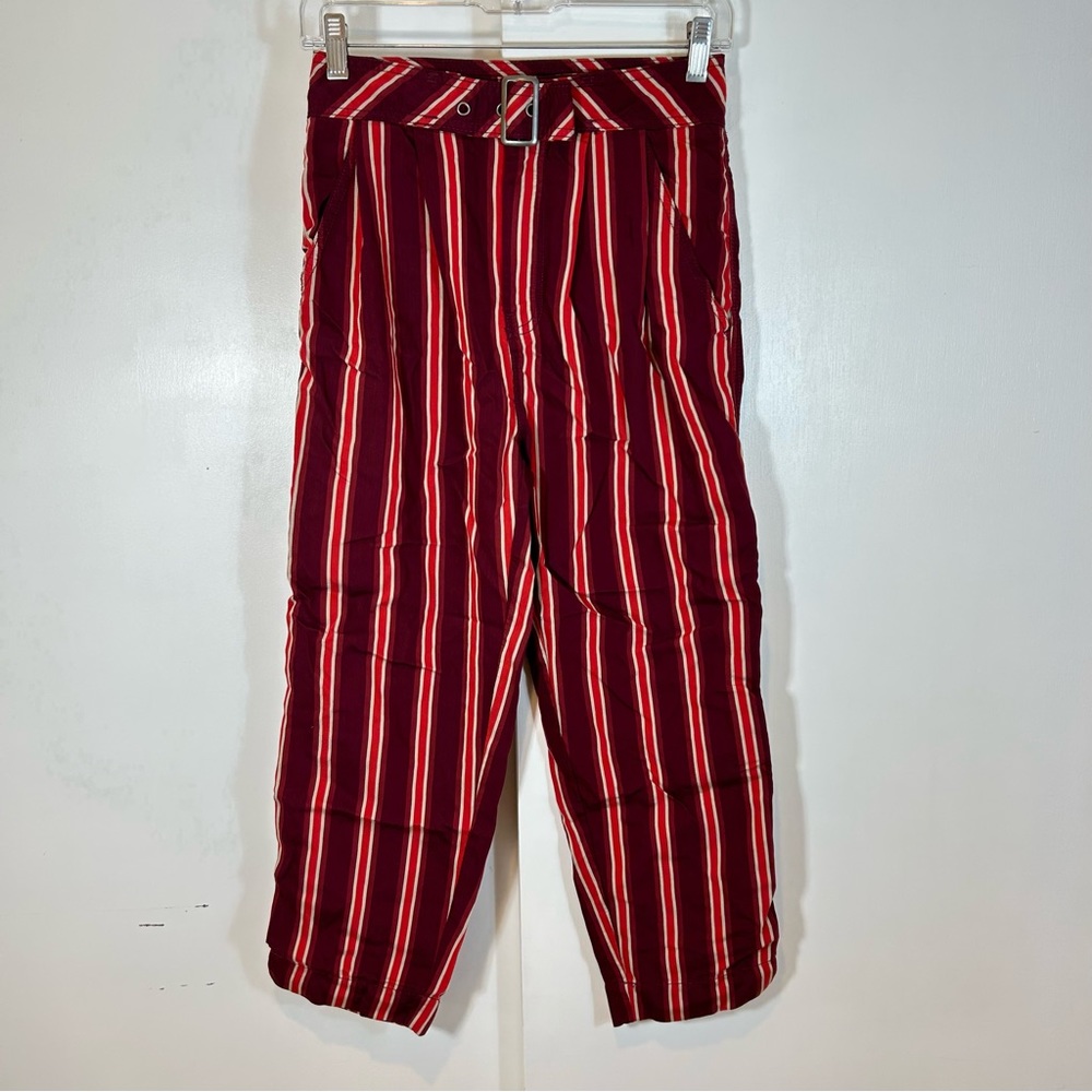 Free People Seemed Like Stripe Casual Cropped Pants In Red